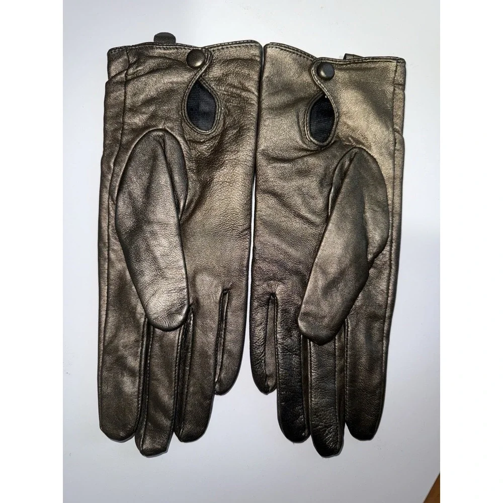 Renee's NYC Accessories Pewter‎ Leather Gloves Size Large L